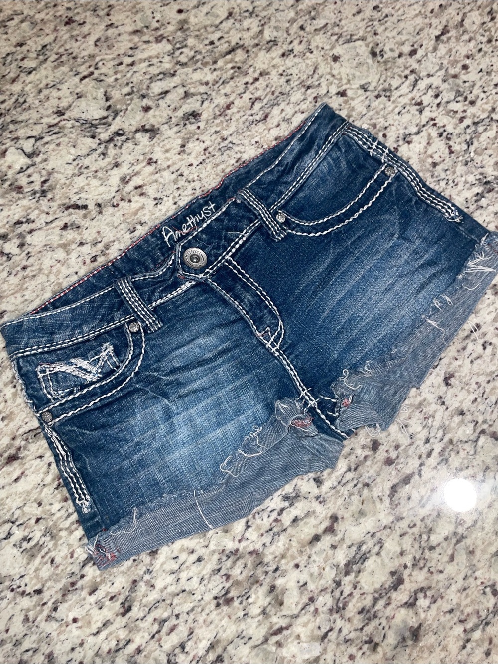 Amethyst Jeans Dark Blue Distressed Denim Jean Shorts